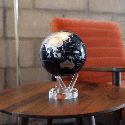 Mova Globes Black and Silver Rotating Globe