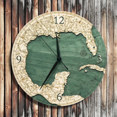 Gulf of Mexico Nautical Wood Clock