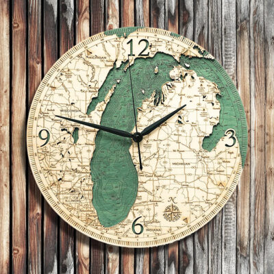 Lake Michigan Nautical Wood Clock