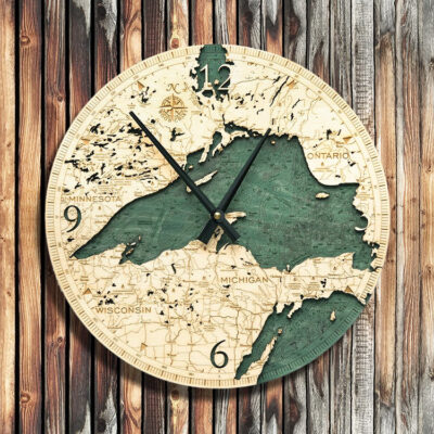 Lake Superior Nautical Wood Clock