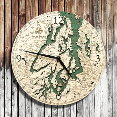 Puget Sound Nautical Wood Clock