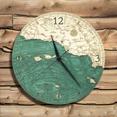 Santa Barbara Channel Islands Nautical Wood Clock