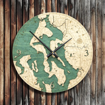 Whidbey Camano Island Nautical Wood Clock