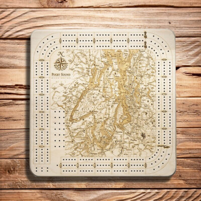 Puget Sound Nautical Wood Cribbage Board