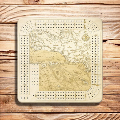 Santa Barbara Channel Islands Nautical Wood Cribbage Board