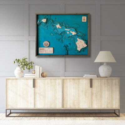 Hawaiian Islands, Maui, Kuai, 3D Wooden Wall Map Art