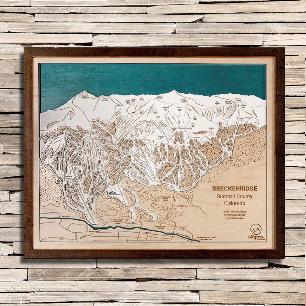 Breckenridge Trail Map, 3D Wood Map, Rustic Frame