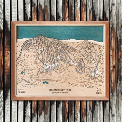 Okemo Mountain Map Art, Okemo VT Ski Trail Map, Gift for Skiers, Vermont Skiing