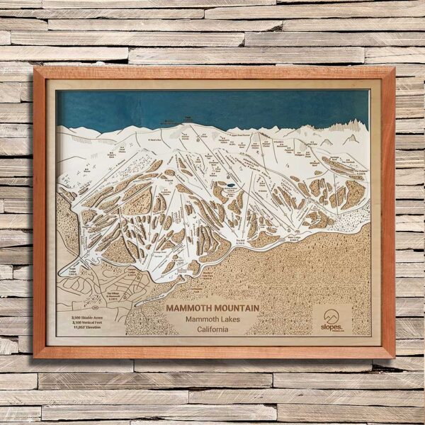 Wooden Mammoth Mountain Trail Map in 3D