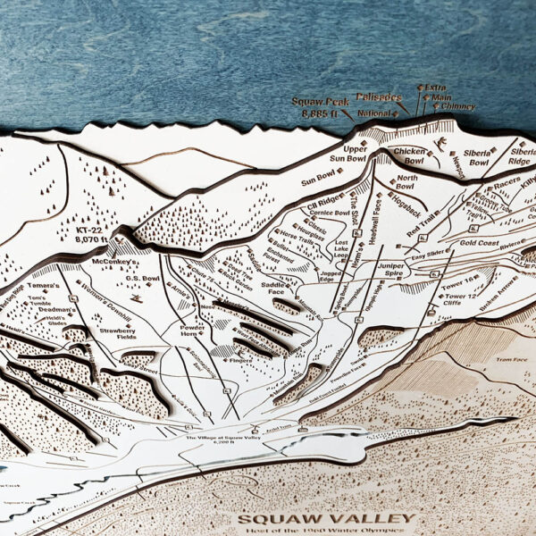 Squaw Valley Map, Squaw Valley 3D Ski Trail Map, Alpine Meadows