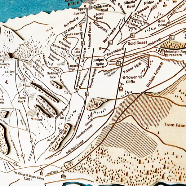 Squaw Valley Map, Squaw Valley 3D Ski Trail Map, Alpine Meadows