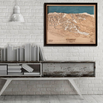 Steamboat Map Art, Steamboat Springs Ski Trail Map, 3D Wooden Map, Ski Art