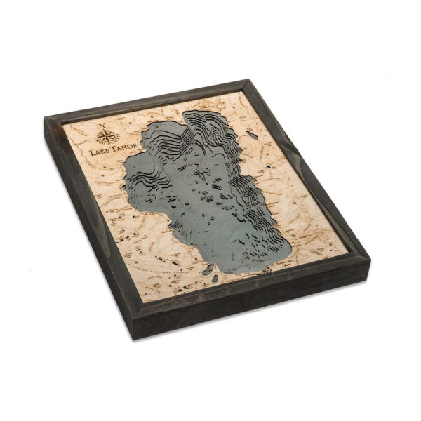 Lake Tahoe Lake Map, Wooden Map of Lake Tahoe in 3D