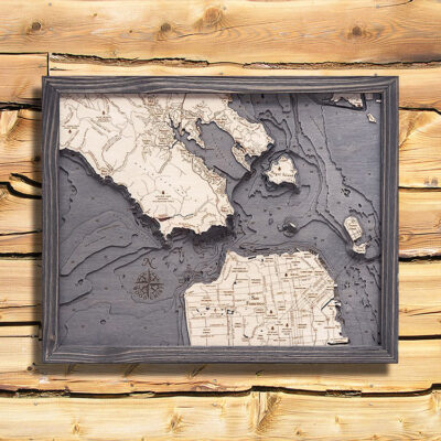 Golden Gate Bridge, San Francisco 3D Wood Map