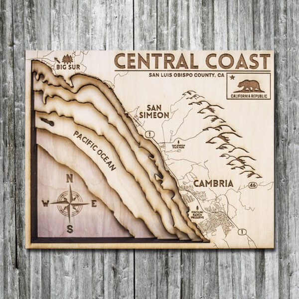 California Coast 3d Wooden map