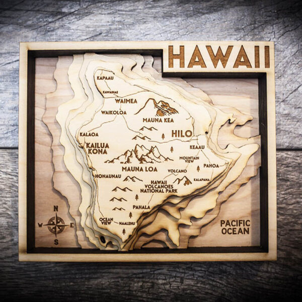 hawaii nautical wood map 3d