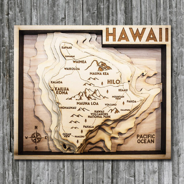 Hawaii wood chart 3d map