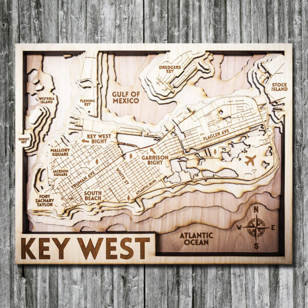 Wood Map of Key West 3D