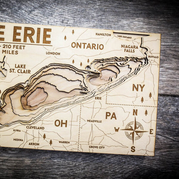 Wood map of Lake Erie