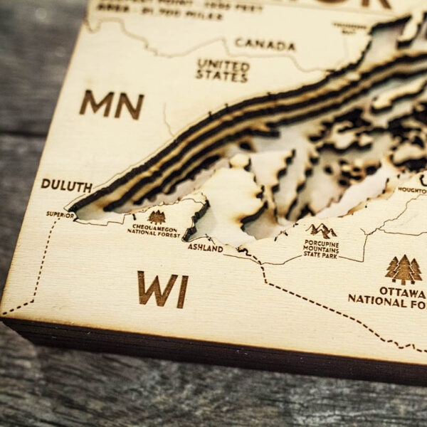 Great Lakes - Superior Wooden Map Wall ARt