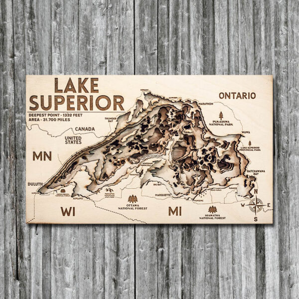 Lake Superior 3D Map, Wall Art