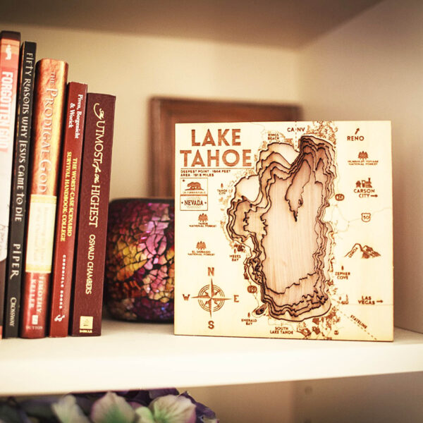 Bookshelf map of Lake Tahoe