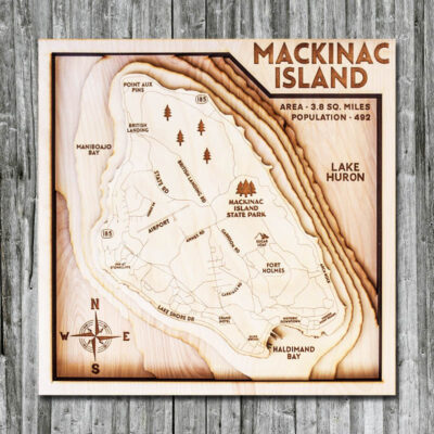 Mackinac Island Wood Map