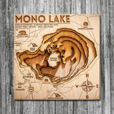 Mono Lake Wooden Map for Sale