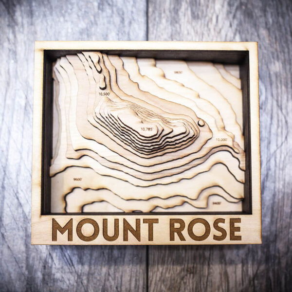 Mount Rose wooden map, gift idea, 3d map