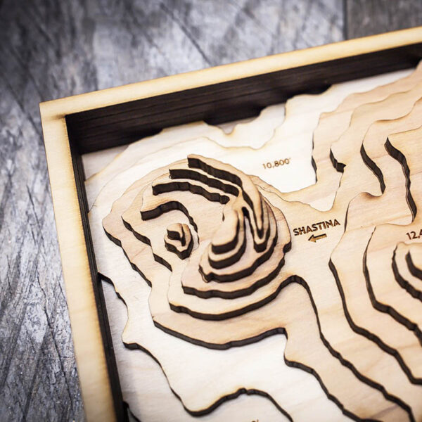 Mount Shasta Topographic Wood Wall Art