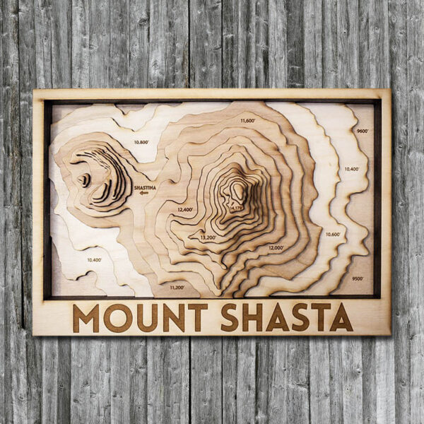 Mount Shasta 3D Wooden Map