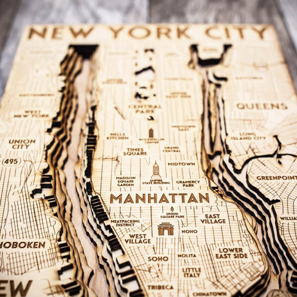 NYC Wooden Map, Gift, Wall Art