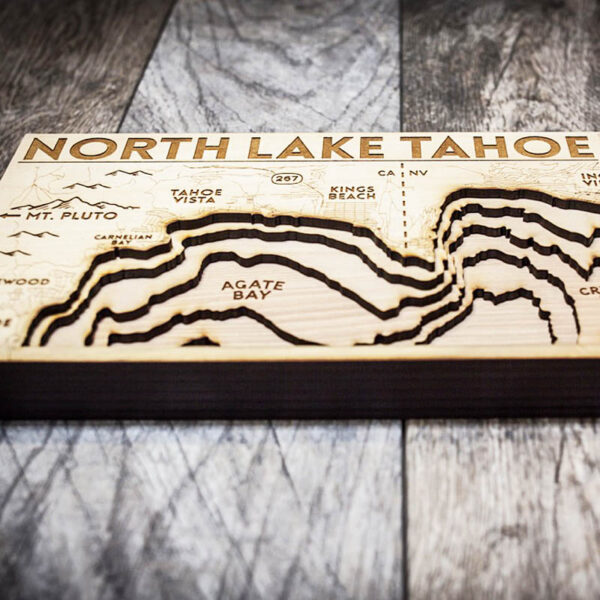 3D wood map of North Lake Tahoe, Tahoe City