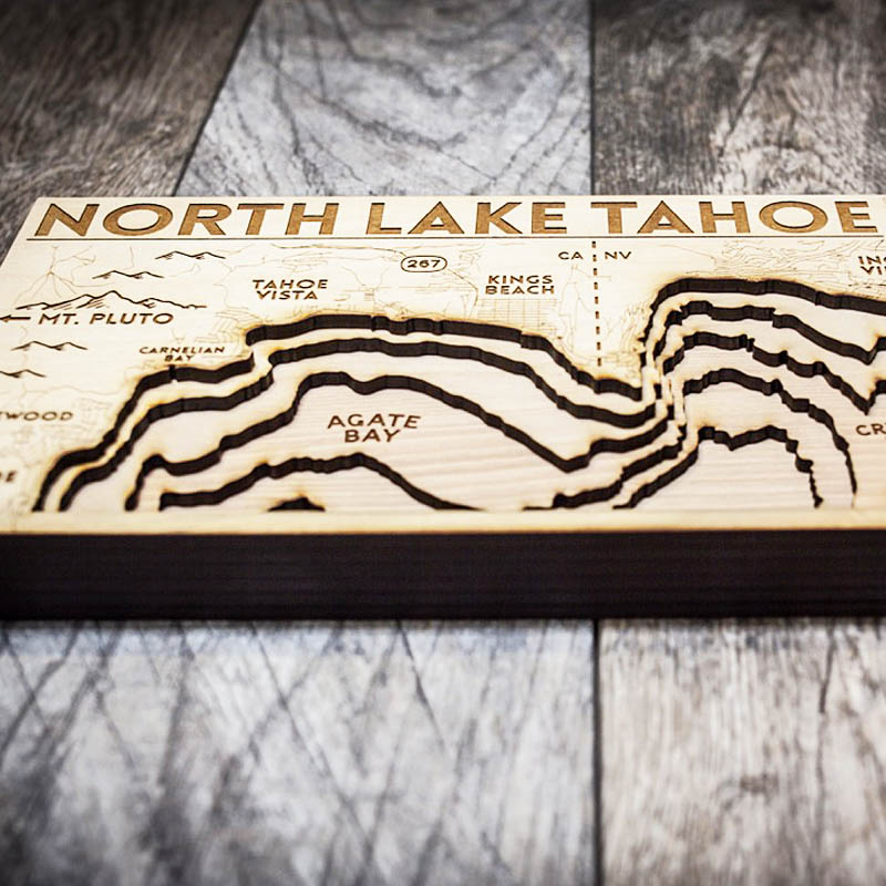 North Lake Tahoe Map, Tahoe City, 3D Wood Map, Nautical Decor