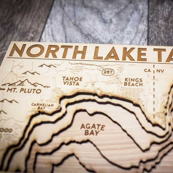 Wood Map of North Lake Tahoe zoomed in