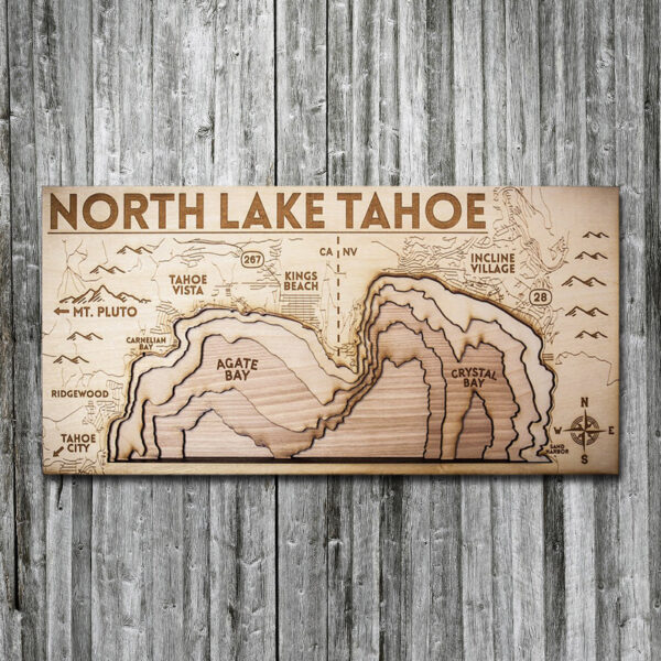 North Lake Tahoe Wood Map, 3D Topographic Chart