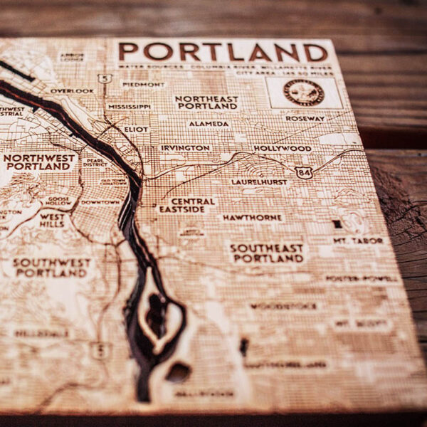 Portland OR Map Wood Chart