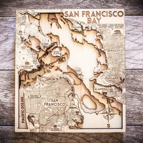 San Francisco laser-etched map