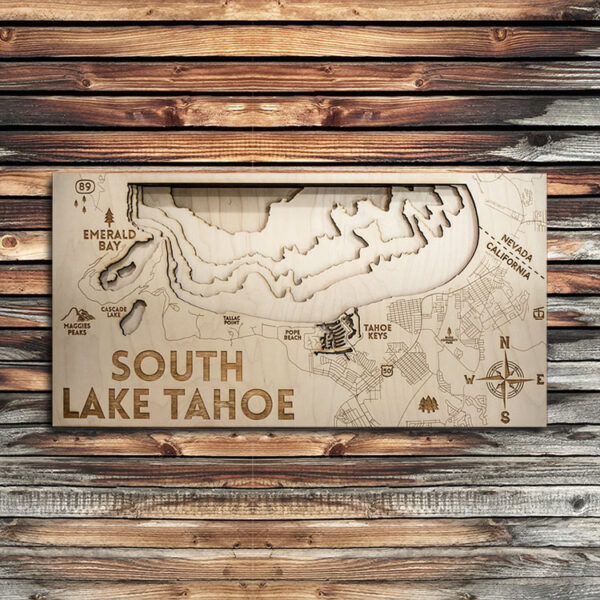 South Lake Tahoe 3D Wood Map