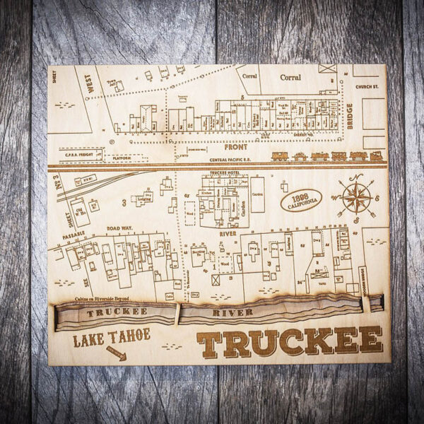 Truckee River 3D Wood Map, Home Decor