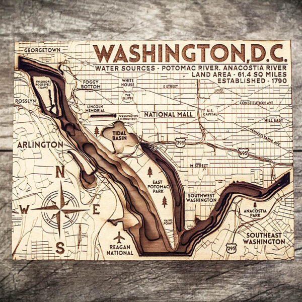 Washington DC wood Map