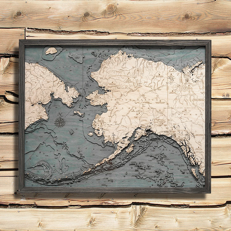 state of alaska wooden map