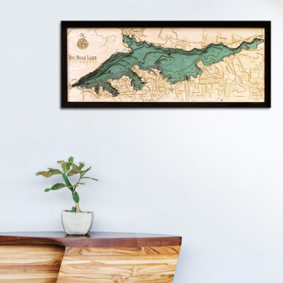 Big Bear Lake map, Big Bear Lake 3d wood poster