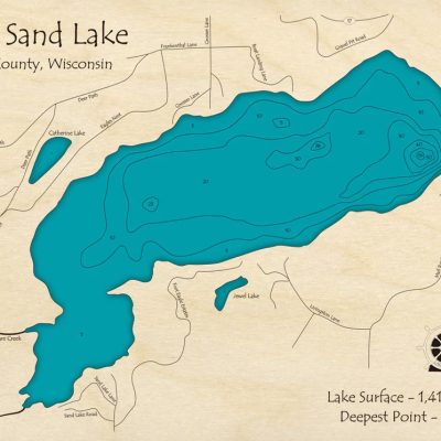 Big Sand Lake Vilas WI Nautical 3d Lake Art Topographic Map