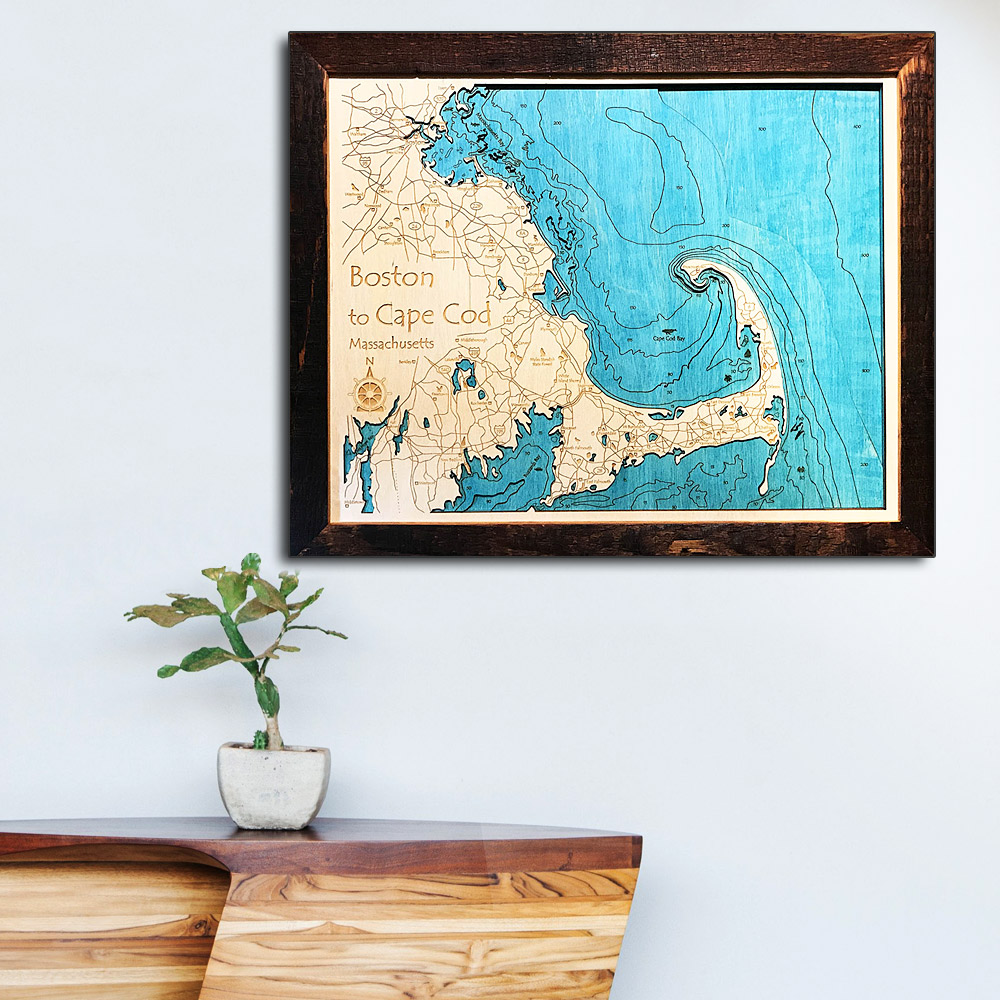 Boston Cape Cod 3d wood map poster