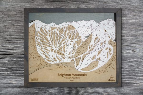 Brighton Mountain Ski Map Rustic Cabin Decor Layered Map Art