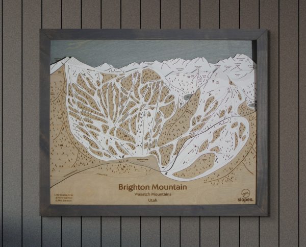 Brighton Mountain Ski Map Rustic Cabin Decor Layered Map Art