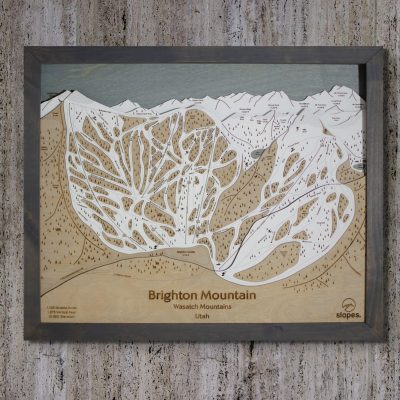 Brighton Mountain Ski Map Rustic Cabin Decor Layered Map Art