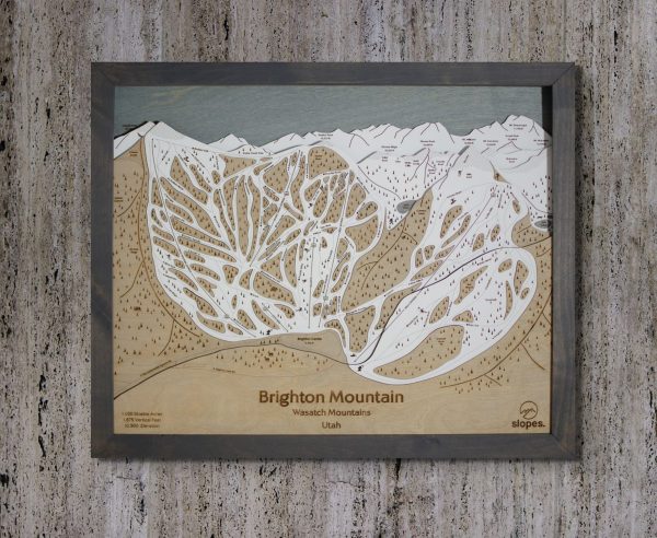 Brighton Mountain Ski Map Rustic Cabin Decor Layered Map Art