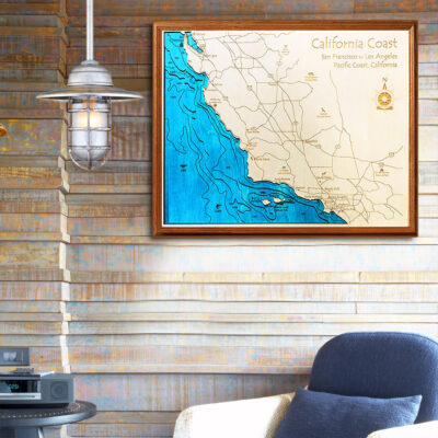 California Coast 3d wood map